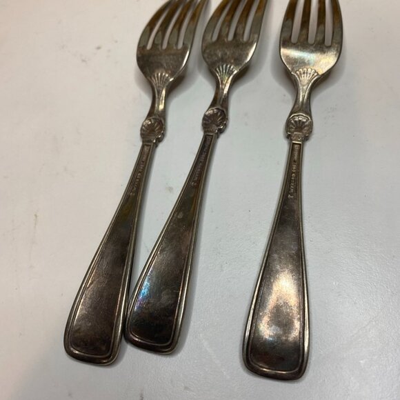 Set Of 3 Antique Gorham Silverplate Luncheon Forks, 1881 Princess Louise - Picture 7 of 9